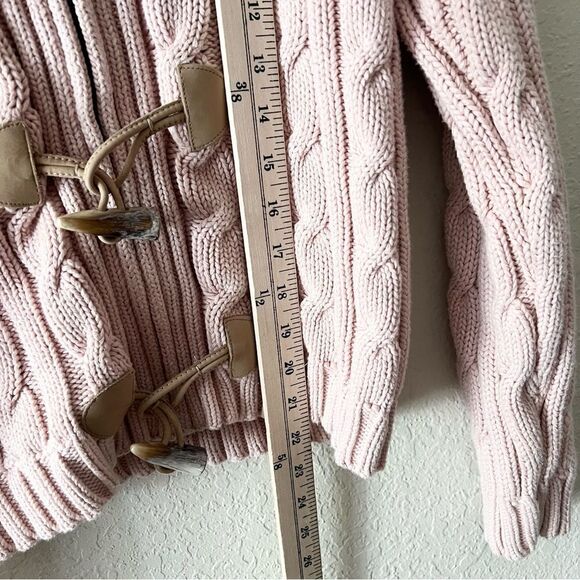 Lauren Ralph Lauren Womens Pink Toggle Zip Jacket Cardigan Hood 100% Cotton Sz L - Picture 2 of 5